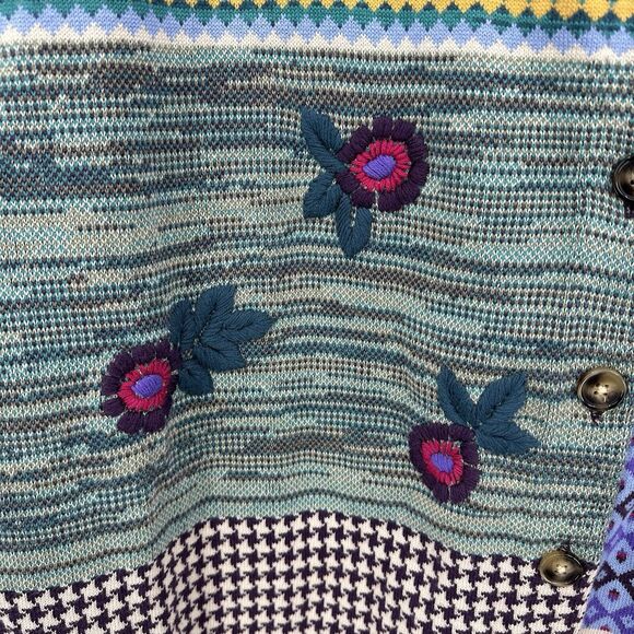 Coldwater Creek Womens Button Cardigan 2X Patchwork Eclectic Artsy Whimsical - Picture 3 of 9
